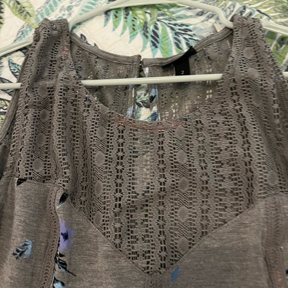 Torrid grey dress with shark tooth bottom crochet top - Picture 3 of 8